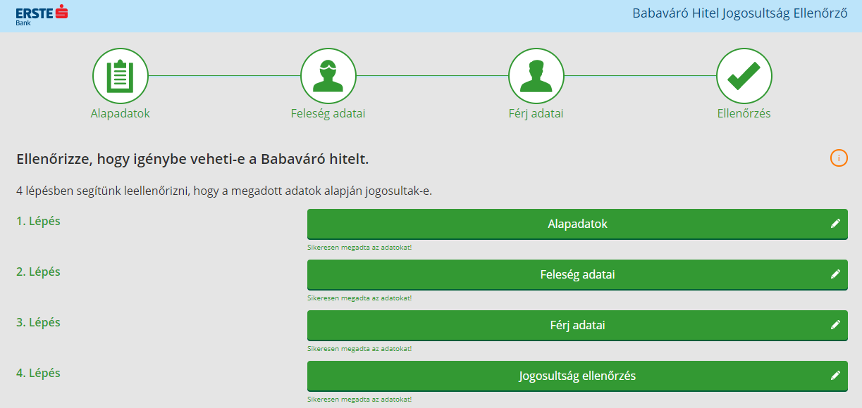 Jogosultság ellenőrzés a babaváró hitelnél